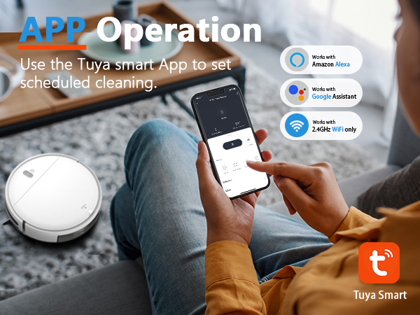 Combines vacuuming and mopping in one device, compatible with Wi-Fi, voice, and app control.