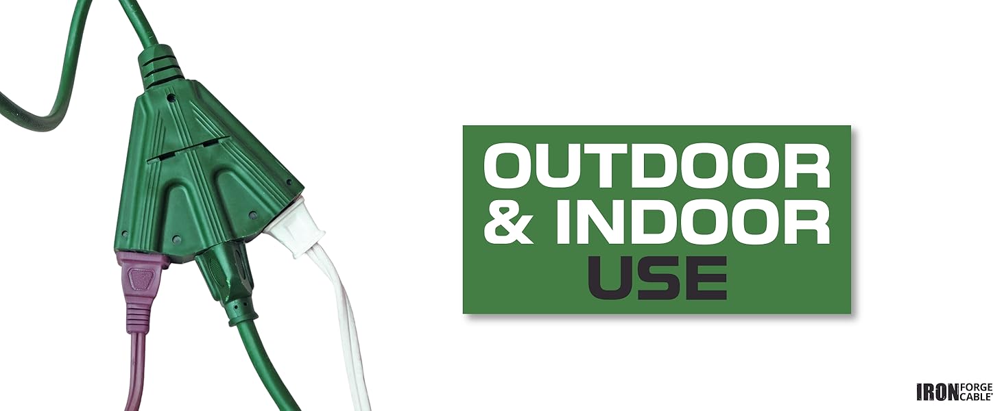 Green Extension Cord with 3 Electrical Power Outlets