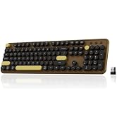 COUTSALL Wireless Bluetooth Keyboard, Colorful Round Keycaps (Coffee Black) | 104-Key Full-Size, ...