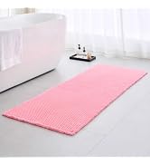 Ruggnovea Waffle Bath Mat Non Slip Washable 72x24, Super Absorbent Quick Dry Boho Bathroom Rugs w...