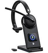 Wireless Headset with Mic for Work, Bluetooth Headset with Microphone(Noise Cancelling & Mute But...