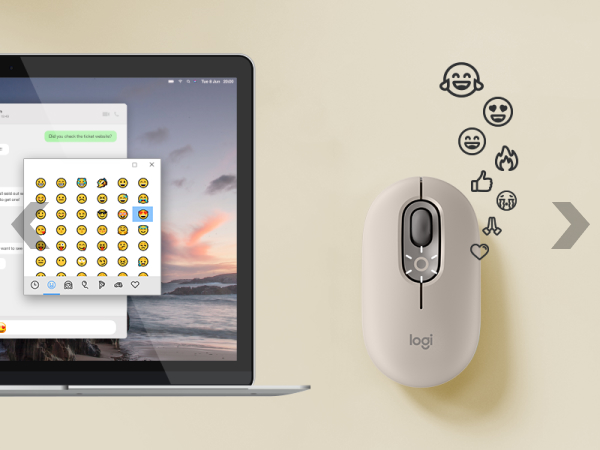 zoom on pop mouse mist wireless beige gray mouse with emoji