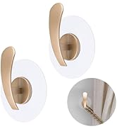 INCREWAY 2pcs Gold No Drill Curtain Hooks, Round Transparent Base with Adhesive, Self Stick Wall ...