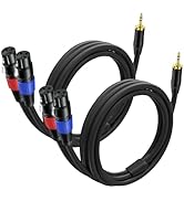 2Pack 3.5mm TRS to 2 XLR Cable 6.6 FT for Microphone, Smartphone, Tablet, Laptop, Unbalanced 1/8 ...