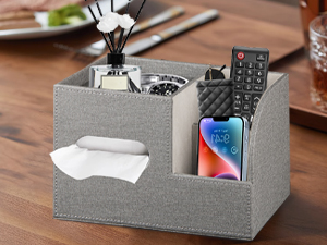 Square Tissue Box Cover with Storage Tray