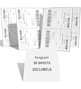 Half Sheet Shipping Labels 8.5x5.5 Inches, FungLam Half Page Labels, 8.5”x11” Self Adhesive Shipp...