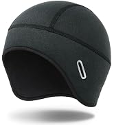 MELASA Winter Helmet Liner Skull Cap, Fleece Lined Warm Cycling Cap with Glasses Holes, Thermal H...