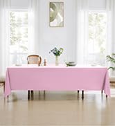 Aocoz Rectangle Tablecloths 90x132 Inch 2 Pack Pink Tablecloth Washable Decorative Linen Polyeste...