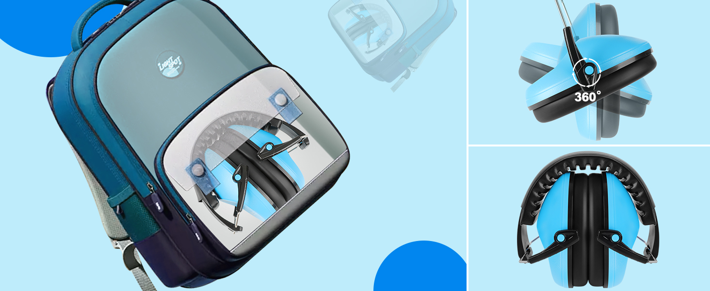 360° rotating ear cushion design & fold easily, making them convenient to carry