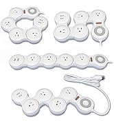 Deformation Power Cord Charger Socket -Flat Plug Power Strip with 2 USB Ports and 4 Multi Outlets...