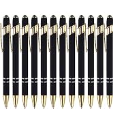 LINFANC 12 Pack Black Gold Ballpoint Pen with Stylus Tip, 1.0 mm Black Ink Smooth Writing Pens, M...