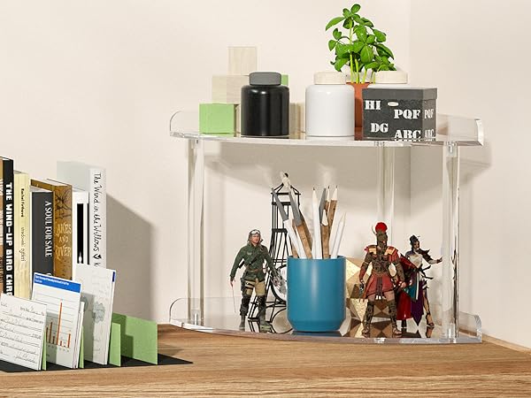 Acrylic Corner Organizer Shelf for Study Room