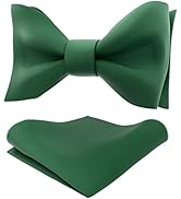 Adam Young Men's Self Tie Bow Tie with Pocket Squares Made of Sami-Glossy Satin Bowtie for Tuxedo...