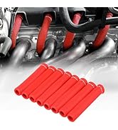 SHINEHOME 8 PCS Spark Plug Boot Protector 2500° Spark Plug Heat Sleeve Wire Covers Wrap 6 Inch fo...