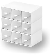 OSteed Desktop Drawers, Desk Organizer with 9 Drawers, Stackable Plastic Storage Box for Home Col...