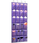 ANIZER Over The Door Hanging Shoe Organizer Shoe Rack Hanger 24 Large Fabric Pockets Holder with ...