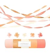 AOBKIAT Streamers Party Decorations,5 Rolls Pastel Pink Gold Orange Crepe Paper Streamers for Lit...