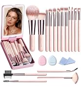 Makeup Brushes with Case, 20PCs Travel Makeup Brush Set, Foundation Concealer Blush Eyeshadow Bru...