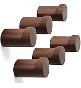 Wood Wall Hooks 6 Pack, Natural Wooden Coat Hooks Wall Mounted, Handmade Rustic Hat Hooks Heavy D...