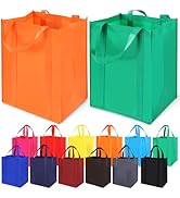 FF Uture 12 Pack Heavy Duty Reusable Grocery Bags - Large Shopping Totes Reinforced Handles, Hold...
