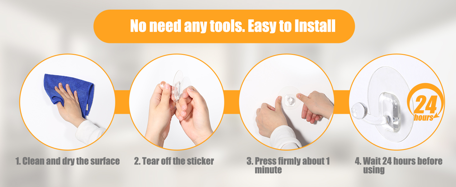 Adhesive Hooks for Hanging 10 Pack, Heavy Duty Wall Hooks