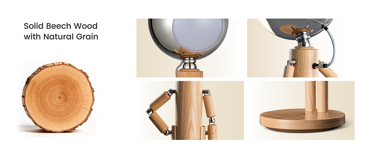 wooden table lamp, desk deco, Solid Beech Wood table lamp