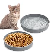 Apatal Silicone Cat Food Bowls Shallow Cat Dishes 5.9in Wide Pet Plates Set of 2 Small Flat Dog S...