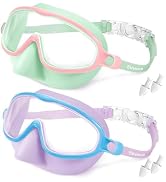 Vvinca Swim Goggles with Nose Cover, 2 Pack Wide View Diving Mask Anti-Fog UV No Leak Toddlers Sw...