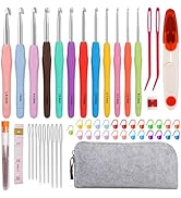 Mayboos 12 Sizes Crochet Hook Set, 53 Pack Crochet Hooks Yarn Needle Kits Knitting Needles with E...
