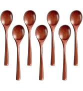 MORGLES 7 Pcs Wooden Spoons for Eating, Small Serving Spoon | for Honey, Tea, Coffee, Soup Wood T...