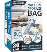 20 Pack Vacuum Storage Bags, Space Saver Bags (4 Jumbo/4 Large/4 Medium/4 Small/4 Roll) Compressi...