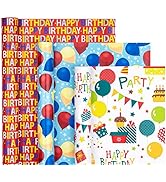 WRAPAHOLIC Birthday Wrapping Paper Roll - Mini Roll - 3 Rolls - 17 Inch X 120 Inch Per Roll - Col...