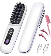 Cordless Hair Straightener Brush Portable Go Travel Hot Comb Mini Negative Ion Straightening Lazy...
