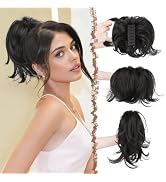 FESHFEN Claw Clip Short Ponytail Extensions - DIY Bendable Metals Fluffy Messy Bun Hair Piece Str...