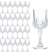Slomg 24 Pack 7 oz Vintage Plastic Wine Glasses Goblet Set, Unbreakable Champagne Flutes Cordial ...