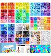Redtwo 7 Boxes 5000 Pcs Pony Beads Kit, 144 Colors 6x9mm Kandi Beads for Friendship Jewelry Brace...