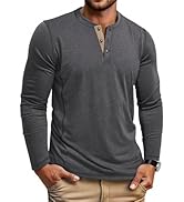 COOFANDY Men's Henley Shirts Long Sleeve Casual Maverick Slub Henley T-Shirts Lightweight Basic Tee