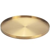 IVAILEX Gold Stainless Steel Round Jewelry and Make up Organiser/Candle Plate Decorative Tray (12...