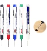 WLngtv Multicolor Long Head Deep Hole Marker Pens, Permanent Markers, Set of 5, For Woodworking (...