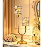 TECHYAP Mid Century Modern Vintage Table Lamp Gold Glass Lamp Dimmable | Nightstand Lamp Amber Gl...