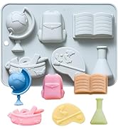 Educational School Supplies Silicone Mold, 6 Cavity Decorative Mold with Globe Backpack Book Lab ...