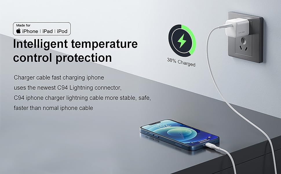 USB A to Lightning Cable MFi Certified Apple Lightning iPhone Charger Cable Fast Charging Cords