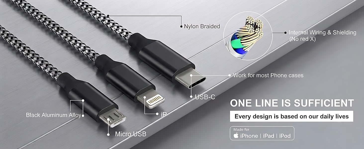 Chargers for multiple devices matching usb a to usb c cable micro and lightning phone devices