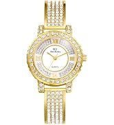 Avaner Women's Gold Silver Watches: Ladies Iced Out Slim Strap Stainless Steel Bling Rhinestones ...