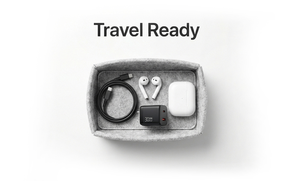 Compact Travel Power Adapter Cube with 5ft Cable for Business Trips and Worldwide Travel