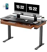 EUREKA ERGONOMIC Electric Standing Desk with 2 Drawers, 55" Dual-Motor Height Adjustable Sit Stan...