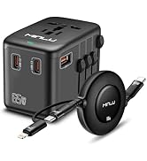 Universal Travel Multi Adapter, PD 65W Worldwide Travel Charger with 100W 3-in-1 Multi Cable/1 US...