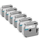 Rongta 6 pcs Label Tape for TM95, Black on White 12mm x 8m Plastic Tape, Compatible with Label Ma...