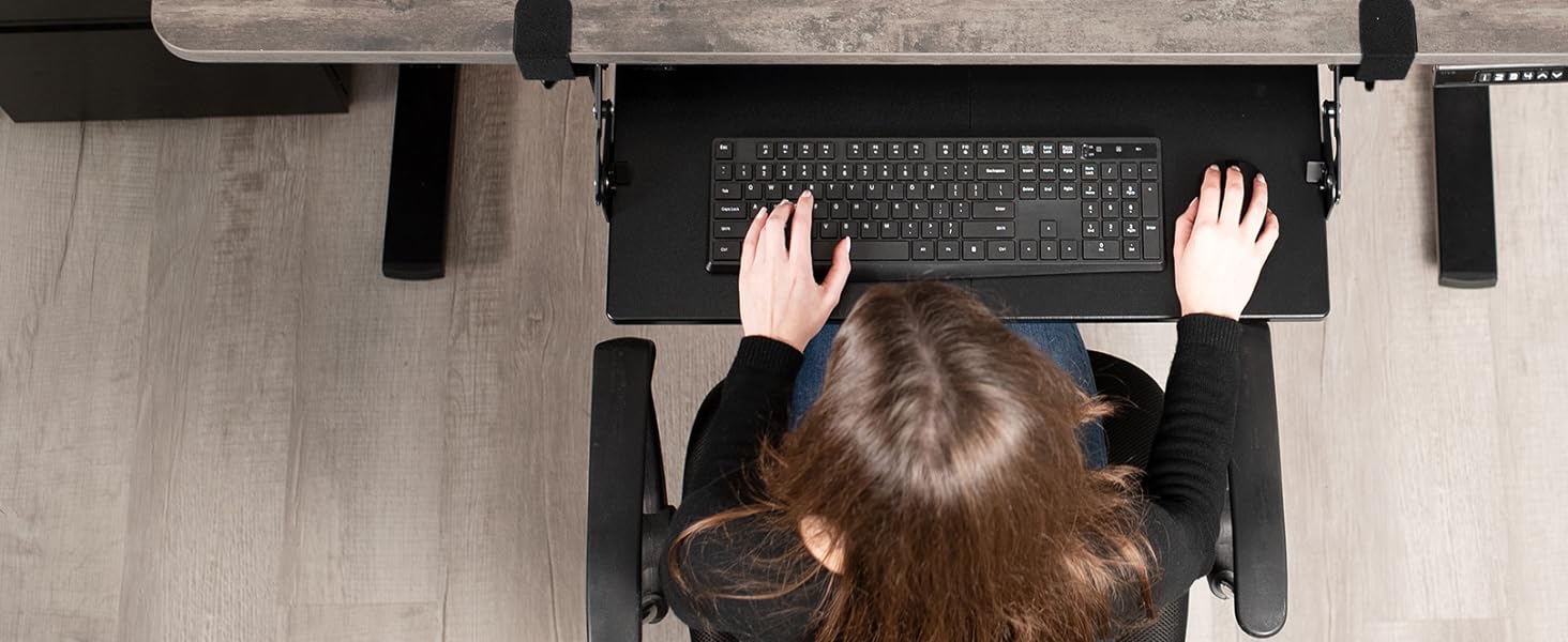 Clamp-on Keyboard Tray with Swinging Height Adjustment