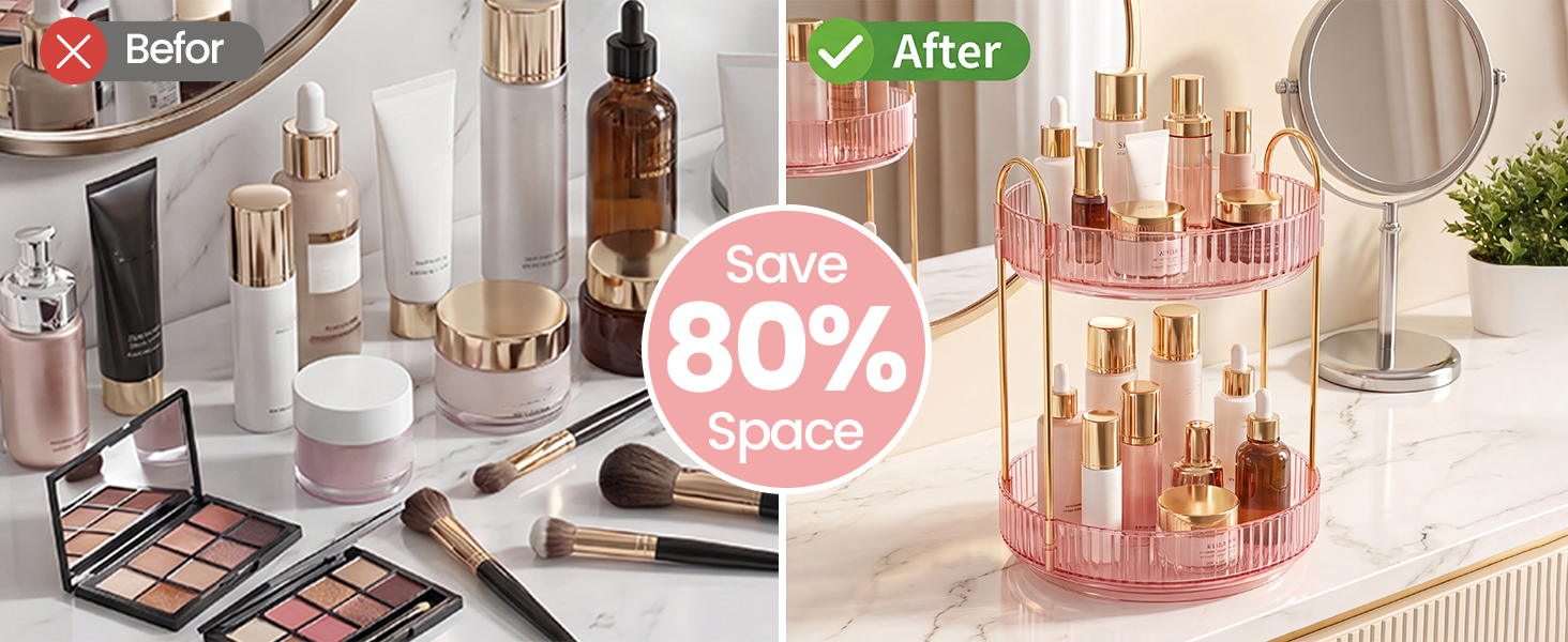Rotating Makeup Organizer Countertop